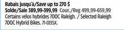 Canadian Tire Selected Raleigh 700C Hybrid Bikes offer