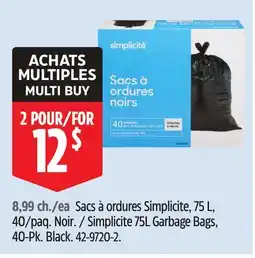Canadian Tire Simplicite 75L Garbage Bags, 40-Pk offer