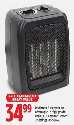 Canadian Tire Ceramic Heater. 2 settings offer