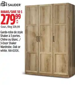 Canadian Tire Sauder 3-Door Shaker Wardrobe offer