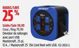 Canadian Tire Mastercraft 25´ 13A Cord Reel with USB offer