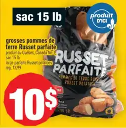Super C Grosses pommes de terre Russet parfaite | Large parfaite Russet potatoes offer