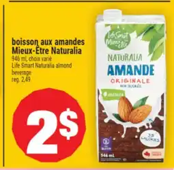 Super C BOISSON AUX AMANDES MIEUX-ÊTRE NATURALIA | LIFE SMART NATURALIA ALMOND BEVERAGE offer