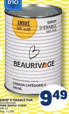 Marché Bonichoix BEAURIVAGE PURE MAPLE SYRUP offer