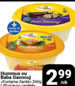 Pasquier Hummus ou Baba Gannouj Fontaine Santé offer