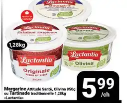 Pasquier Margarine Attitude Santé, Olivina 850g ou Tartinade traditionnelle 1,28kg Lactantia offer