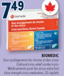 Familiprix BIOMEDIC Cold and sinus relief combo Extra strength sinus medication 20 caplets offer