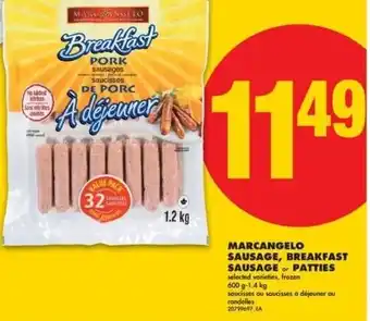 No Frills Marcangelo sausage, breakfast sausage or patties offer