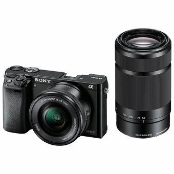 Best Buy Sony Alpha a6000 Mirrorless Camera with 16-50mm/55-210mm Lenses - Black offer