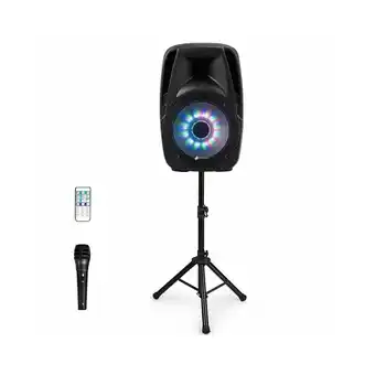 Best Buy Gymax Portable 15'' 1500W 2-way Powered Speaker Stand w Illuminating Light offer