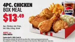 KFC 4 PC. CHICKEN BOX MEAL offer