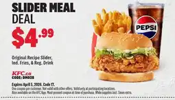 KFC SLIDER MEAL DEAL offer
