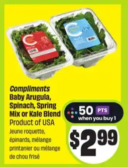 FreshCo Compliments Baby Arugula, Spinach, Spring Mix or Kale Blend Product of USA offer