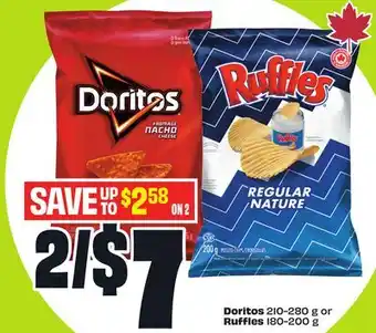 FreshCo Doritos 210-280 g or Ruffles 180-200 g offer