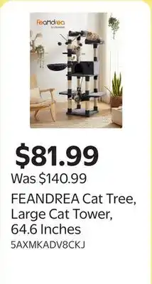 Walmart FEANDREA Cat Tree, Large Cat Tower, 64.6 Inches offer