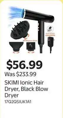 Walmart SKIMI Ionic Hair Dryer, Black Blow Dryer offer