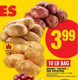 No Frills RUSSET, 10 LB BAG YELLOW OR RED POTATOES offer
