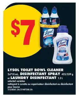 No Frills LYSOL TOILET BOWL CLEANER 2x710 mL, DISINFECTANT SPRAY 425/539 g or LAUNDRY DISINFECTANT 1.2 L offer