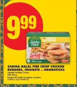 No Frills ZABIHA HALAL FIRE CRISP CHICKEN BURGERS, NUGGETS or DRUMSTICKS offer