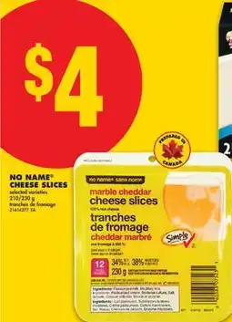 No Frills NO NAME CHEESE SLICES, 210/230 g offer