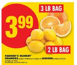 No Frills FARMER'S MARKET ORANGES, 2 LB BAG or LEMONS, 3 LB BAG offer