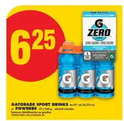 No Frills GATORADE SPORT DRINKS, 6x591 mL/8x355 mL or POWDERS, 10's/560 g offer