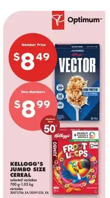 No Frills KELLOGG'S JUMBO SIZE CEREAL, 700 g-1.05 kg offer