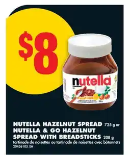 No Frills NUTELLA HAZELNUT SPREAD, 725 g or NUTELLA & GO HAZELNUT SPREAD WITH BREADSTICKS, 208 g offer