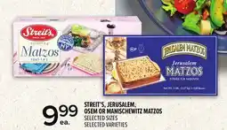 Metro STREIT'S, JERUSALEM, OSEM OR MANISCHEWITZ MATZOS offer