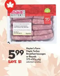 Longo's Hayter's Farm Maple Turkey Breakfast Sausages or Rounds offer