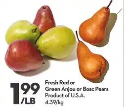 Longo's Fresh Red or Green Anjou or Bosc Pears offer
