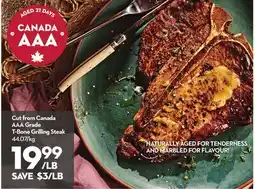 Longo's Cut from Canada AAA Grade T-Bone Grilling Steak offer