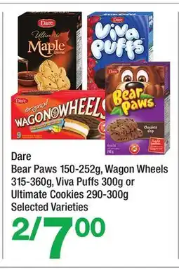 Highland Farms Dare Bear Paws 150-252g, Wagon Wheels 315-360g, Viva Puffs 300g or Ultimate Cookies 290-300g offer