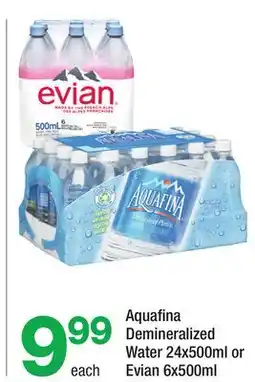 Highland Farms Aquafina Demineralized Water 24x500ml or Evian 6x500ml offer