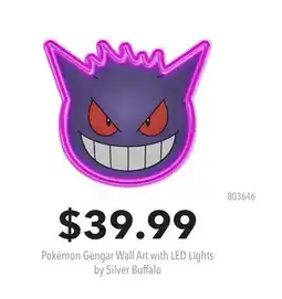GameStop Pokémon Gengar Wall Art with LED Lights by Silver Buffalo offer