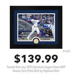 GameStop Toronto Blue Jays 2025 American League Series MVP Bronze Coin Photo Mint by Highland Mint offer