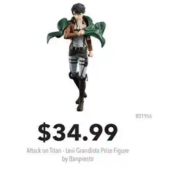 GameStop Attack on Titan - Levi Grandista Prize Figure by Banpresto offer