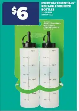 Real Canadian Superstore EVERYDAY ESSENTIALS REUSABLE SQUEEZE BOTTLES, 2'S/414 ML offer
