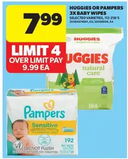 Real Canadian Superstore HUGGIES OR PAMPERS 3X BABY WIPES, 112-216' S offer