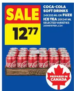 Real Canadian Superstore COCA-COLA SOFT DRINKS, 24X355 ML OR FUZE ICE TEA, 20X341 ML offer