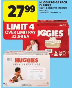 Real Canadian Superstore HUGGIES GIGA PACK DIAPERS, 42-128' S offer