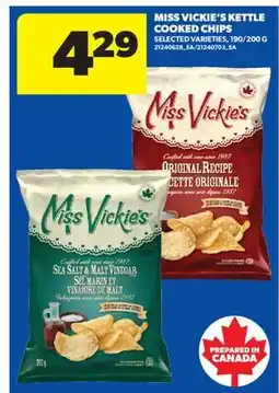 Real Canadian Superstore MISS VICKIE'S KETTLE COOKED CHIPS, 190/200 G offer