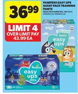 Real Canadian Superstore PAMPERS EASY UPS GIANT PACK TRAINING PANTS, 68-112'S offer