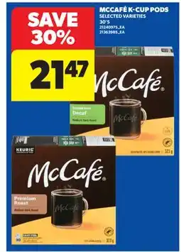 Real Canadian Superstore MCCAFÉ K-CUP PODS, 30'S offer