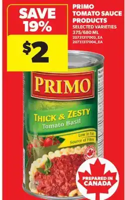 Real Canadian Superstore PRIMO TOMATO SAUCE PRODUCTS,375/680 ML offer