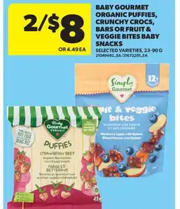 Real Canadian Superstore BABY GOURMET ORGANIC PUFFIES, CRUNCHY CROCS, BARS OR FRUIT & VEGGIE BITES BABY SNACKS offer