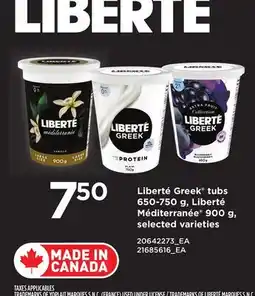 Loblaws LIBERTÉ GREEK TUBS, 650-750 G, LIBERTÉ MÉDITERRANÉE , 900 G offer