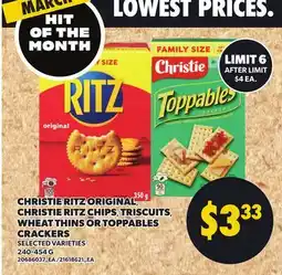 Loblaws CHRISTIE RITZ ORIGINAL, CHRISTIE RITZ CHIPS, TRISCUITS, WHEAT THINS OR TOPPABLES offer