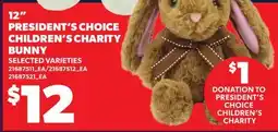 Loblaws 12 PRESIDENT'S CHOICE CHILDREN'S CHARITY BUNNY offer