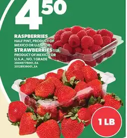 Loblaws RASPBERRIES HALF PINT, PRODUCT OF MEXICO OR U:S.A. OR STRAWBERRIES, 1LB offer